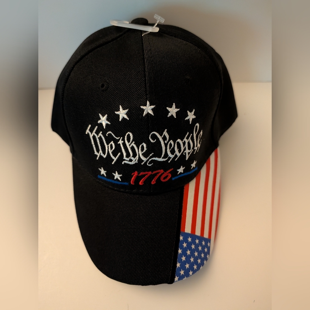 Patriotic Black Cap with American Flag Design